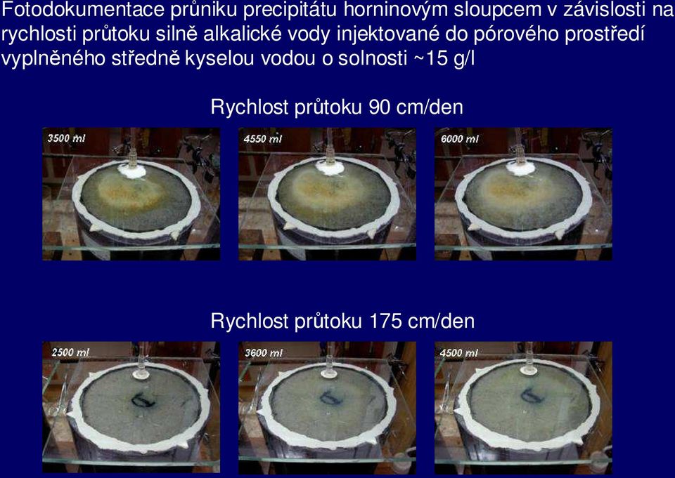 injektované do pórového prostředí vyplněného středně kyselou