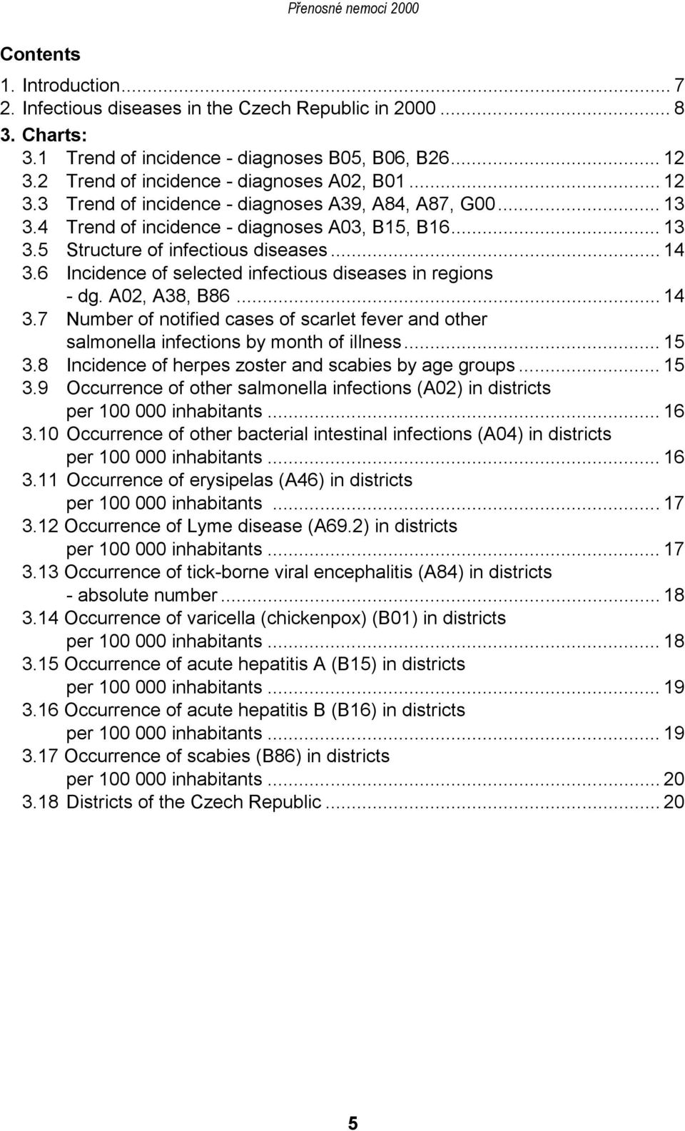 6 Incidence of selected infectious diseases in regions - dg. A02, A38, B86... 14 3.7 Number of notified cases of scarlet fever and other salmonella infections by month of illness... 15 3.