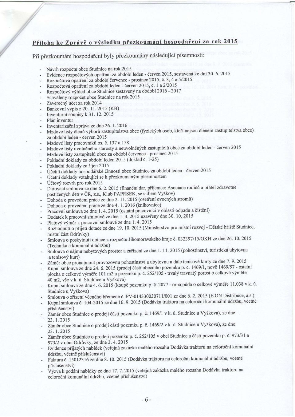 I a2/2015 - Rozpodtovf uihled obce Studnice sestavenly' na obdobi 2016-2017 - Schv6lenf rozpodet obce Studnice na rok 2015 - Z6v&eEn! i&t zarokz}l4 - Bankovni vjpis z 20.11.