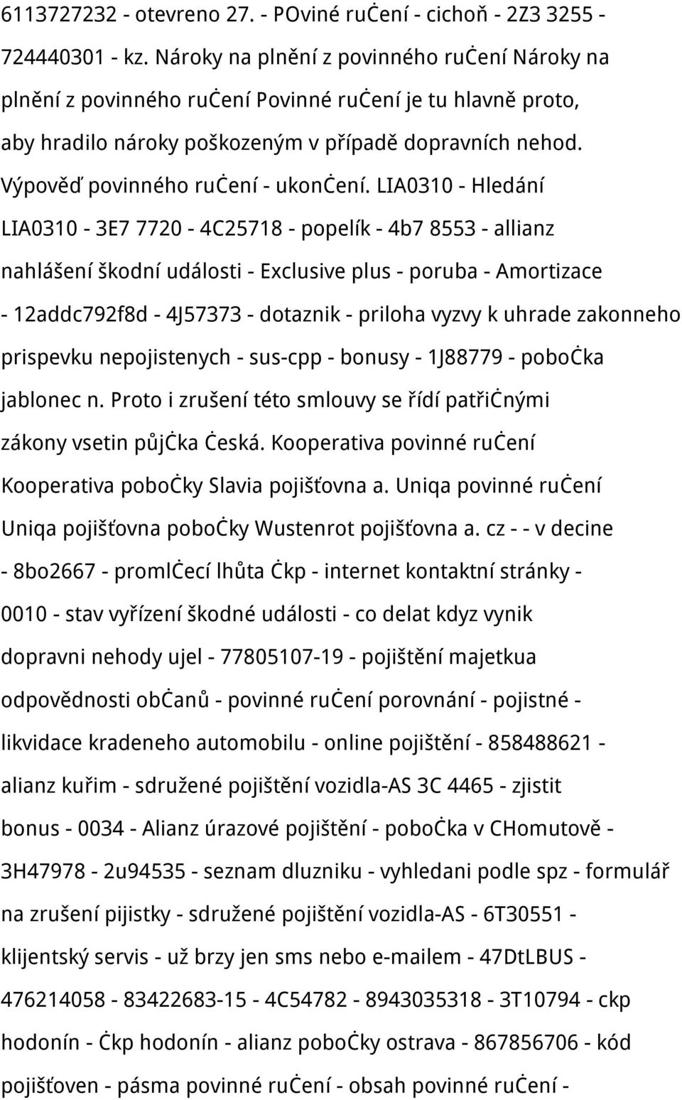 Výpověď povinného ručení - ukončení.