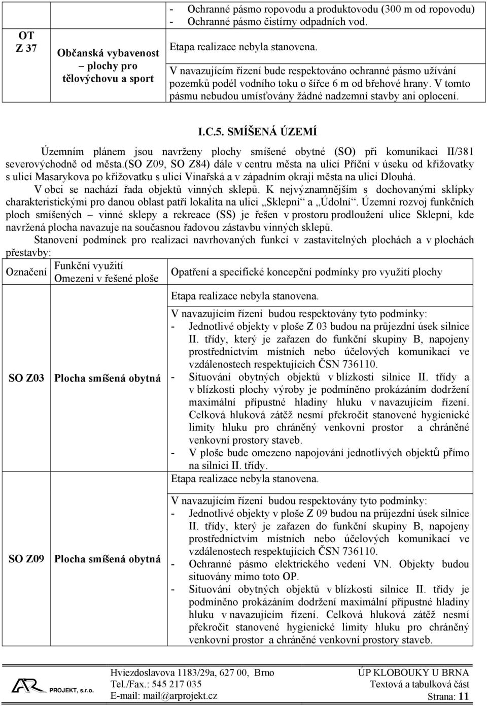 SMÍŠENÁ ÚZEMÍ Územním plánem jsou navrženy plochy smíšené obytné (SO) při komunikaci II/381 severovýchodně od města.