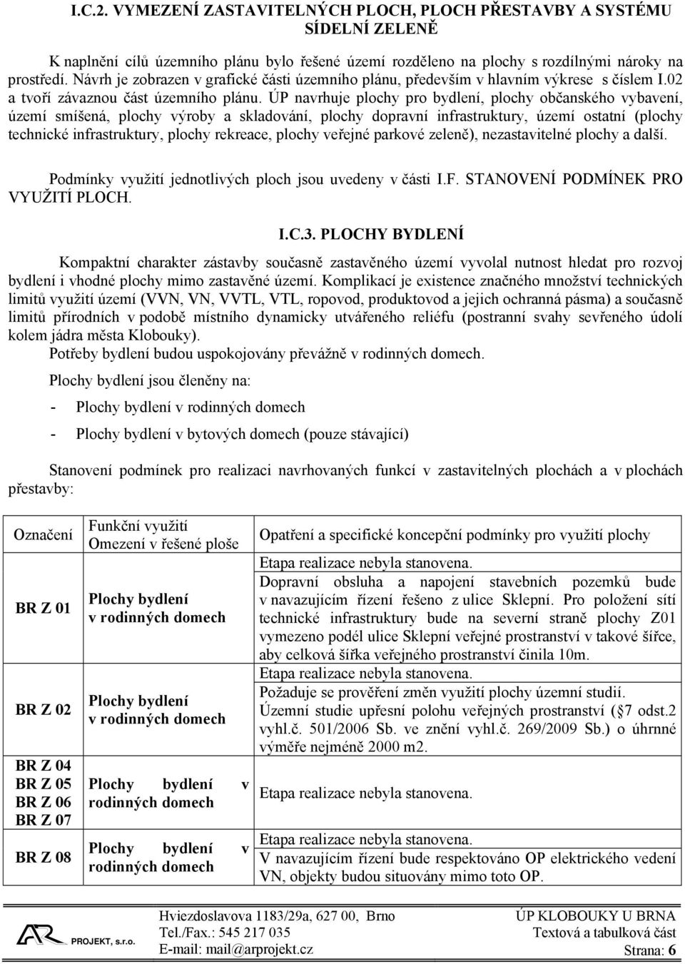 ÚP navrhuje plochy pro bydlení, plochy občanského vybavení, území smíšená, plochy výroby a skladování, plochy dopravní infrastruktury, území ostatní (plochy technické infrastruktury, plochy rekreace,