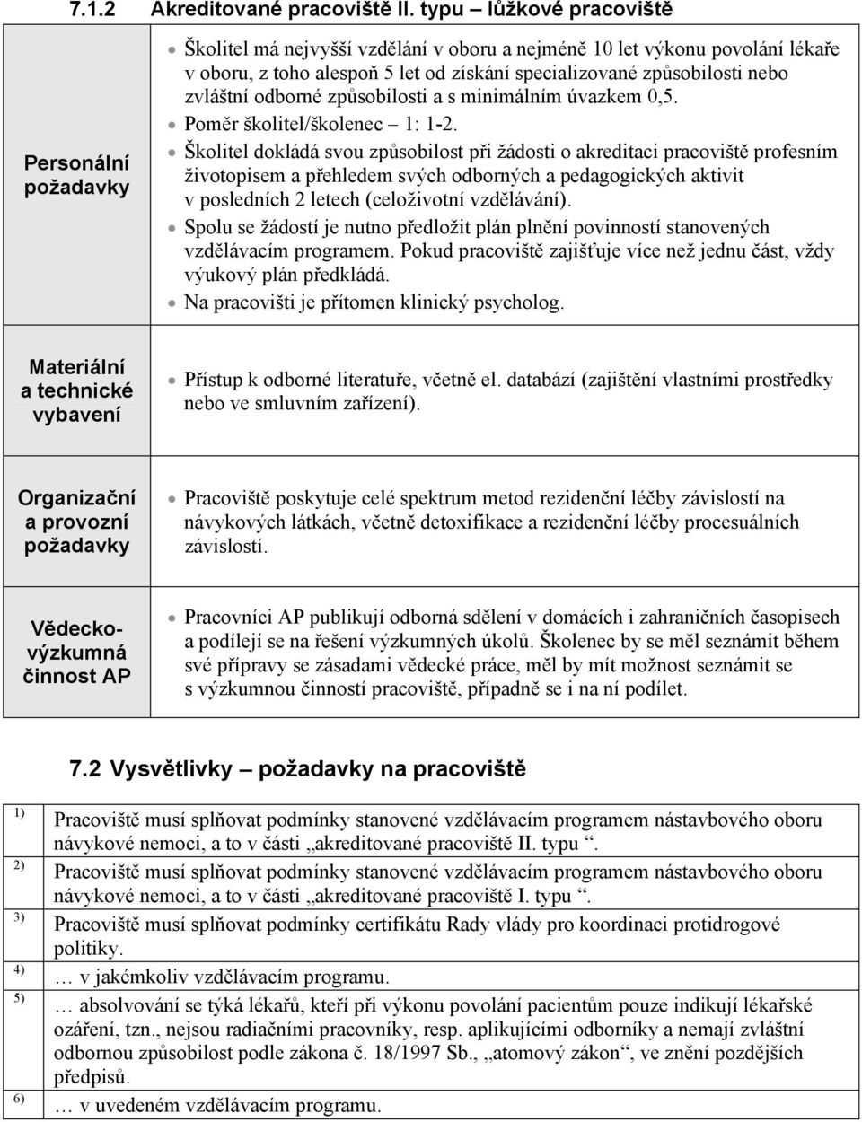 zvláštní odborné zp sobilosti a s minimálním úvazkem 0,5. Pom r školitel/školenec : -2.