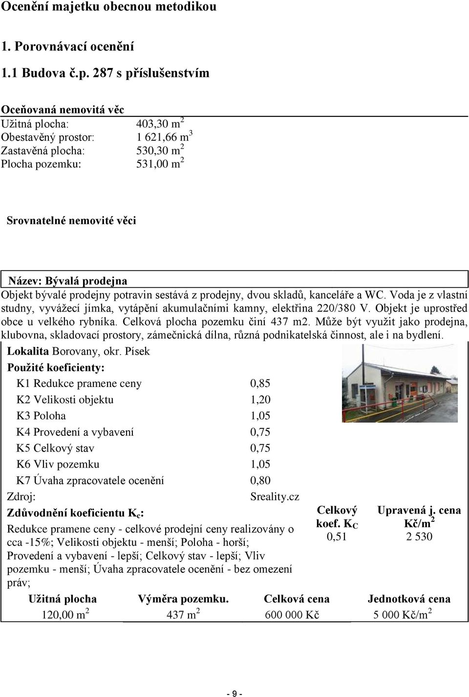 prodejna Objekt bývalé prodejny potravin sestává z prodejny, dvou skladů, kanceláře a WC. Voda je z vlastní studny, vyvážecí jímka, vytápění akumulačními kamny, elektřina 220/380 V.