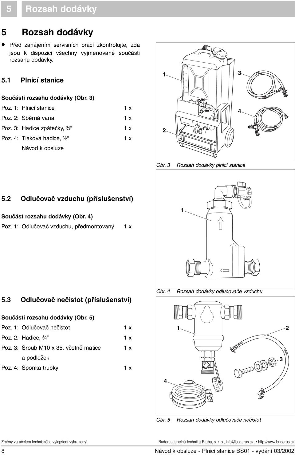 Odlučovač vzduchu (příslušenství) Součást rozsahu dodávky (Obr. 4) Poz. : Odlučovač vzduchu, předmontovaný x 5.3 Odlučovač nečistot (příslušenství) Obr.