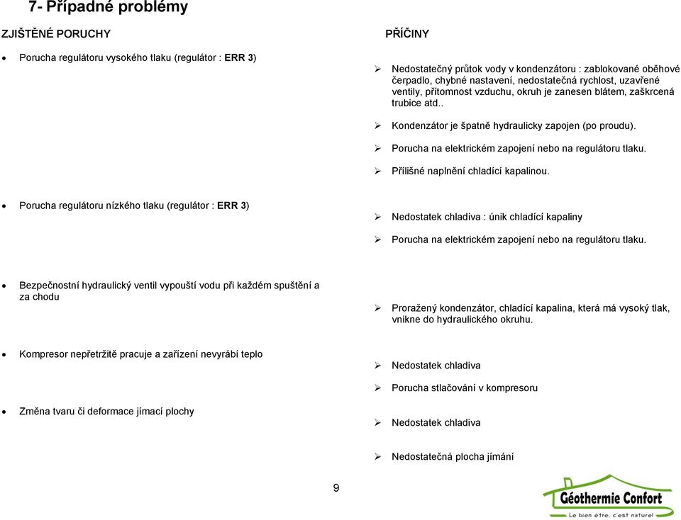 Porucha na elektrickém zapojení nebo na regulátoru tlaku. Přílišné naplnění chladící kapalinou.