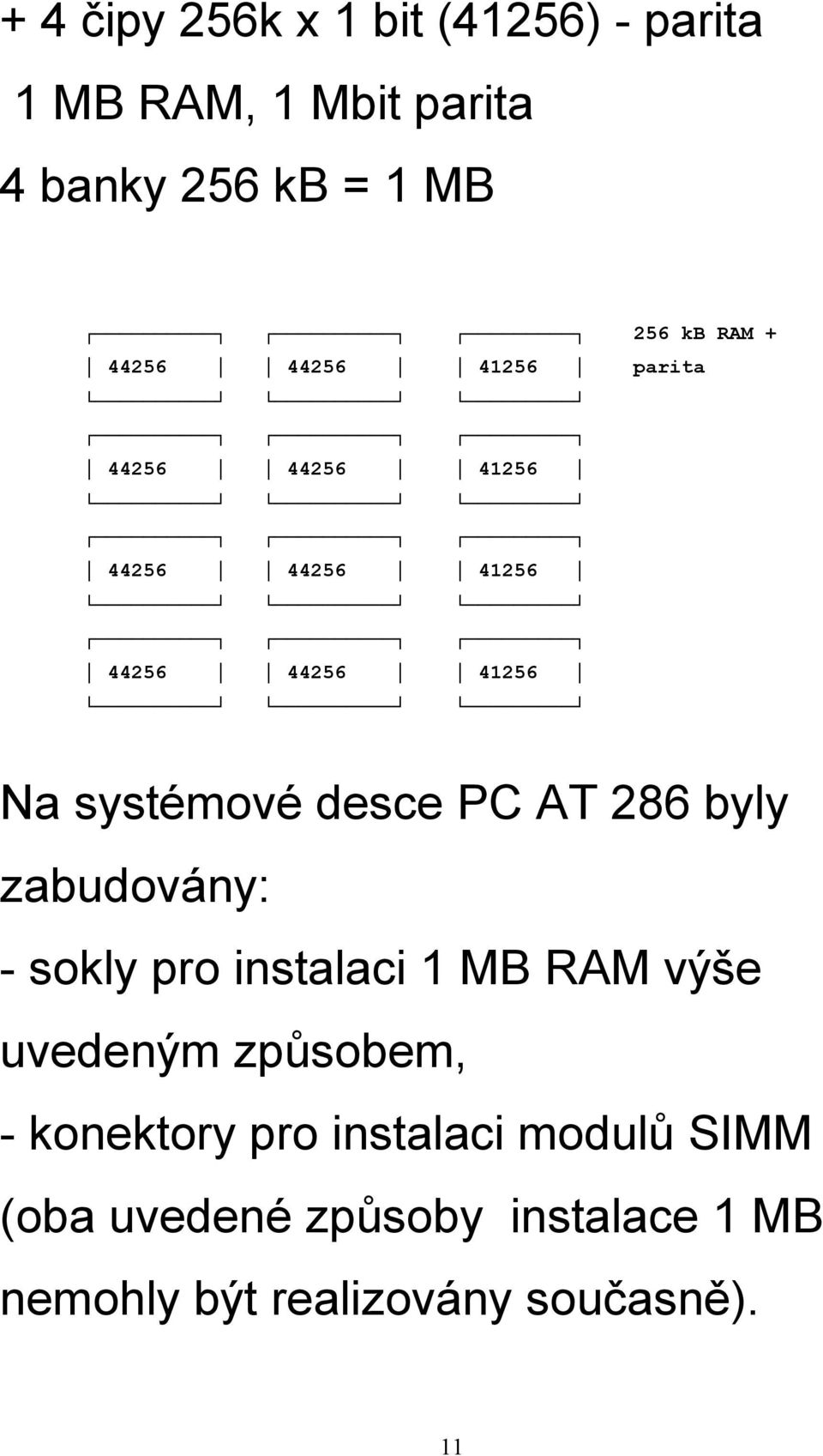 PC AT 286 byly zabudovány: - sokly pro instalaci 1 MB RAM výše uvedeným způsobem, - konektory pro