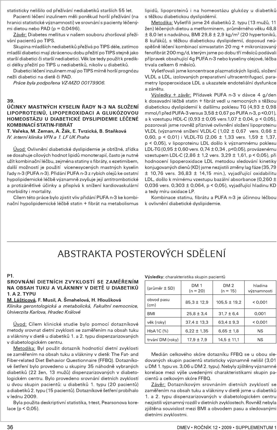 Závìr: Diabetes mellitus v našem souboru zhoršoval pøežívání pacientù po TIPS.