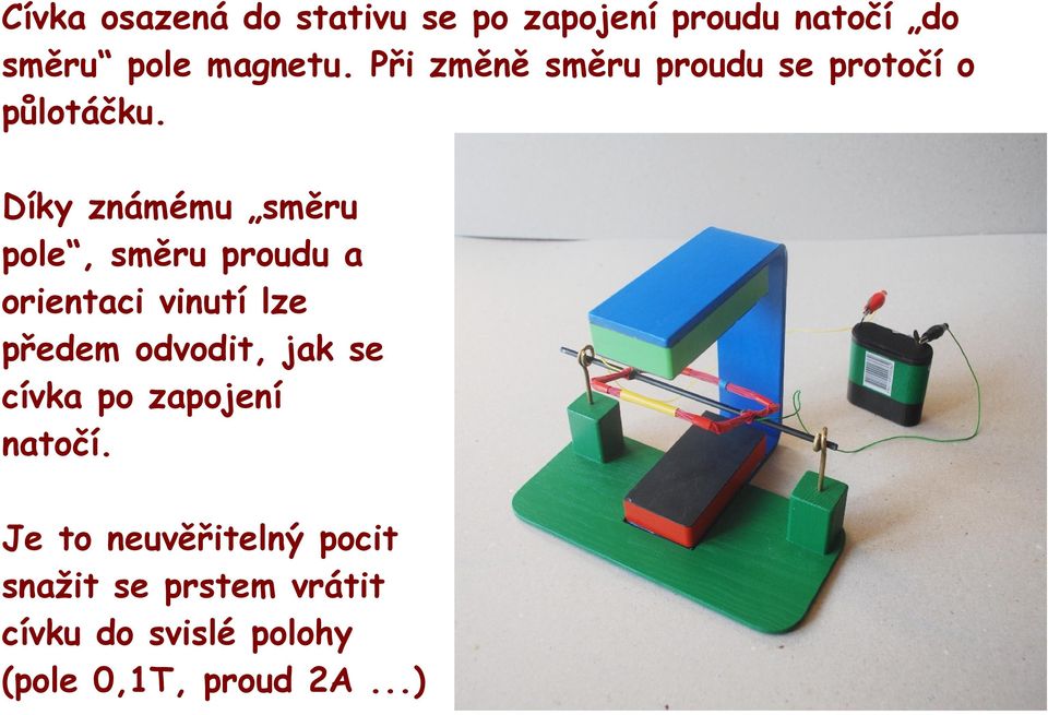 Díky známému směru pole, směru proudu a orientaci vinutí lze předem odvodit, jak