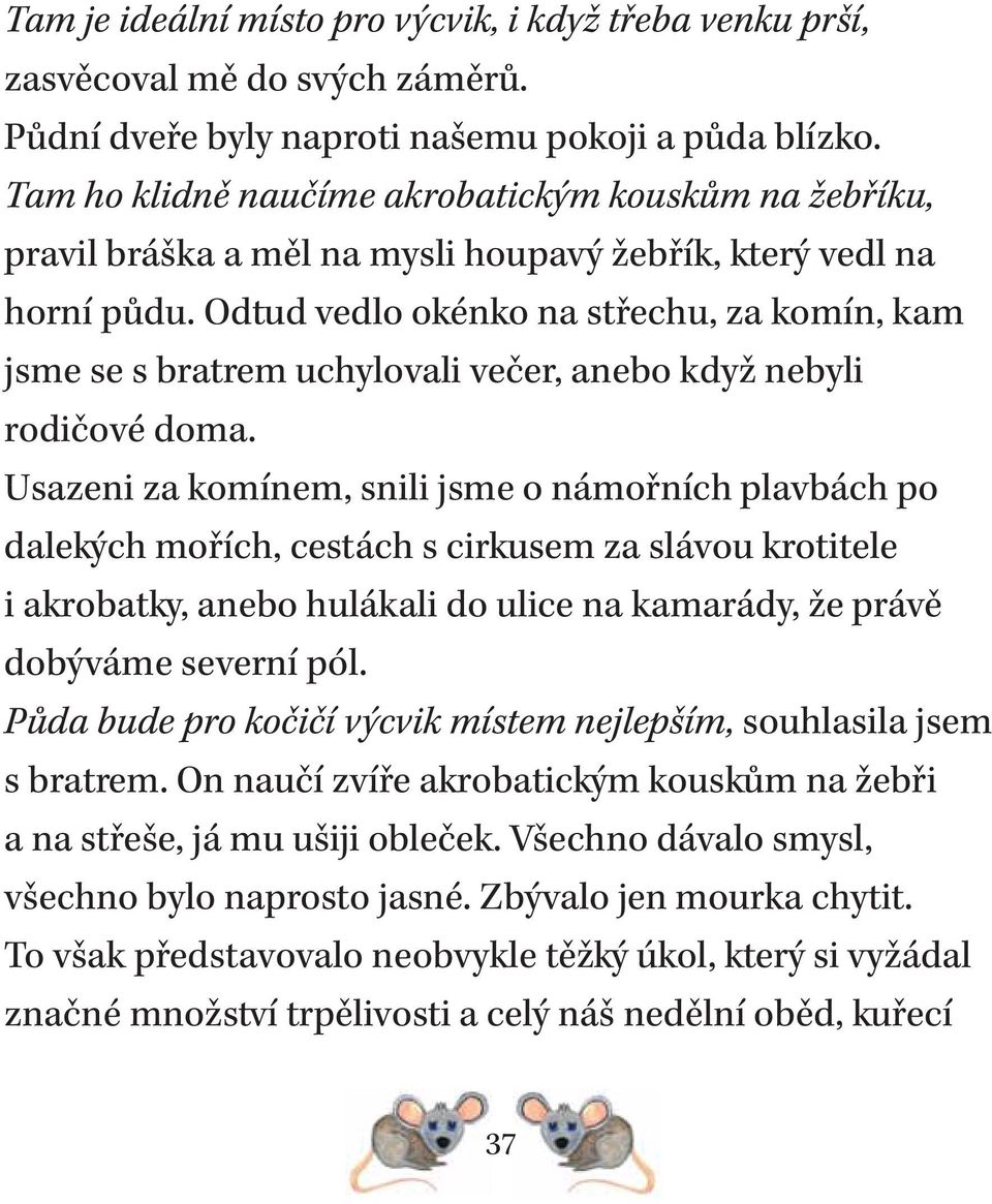 Odtud vedlo okénko na střechu, za komín, kam jsme se s bratrem uchylovali večer, anebo když nebyli rodičové doma.