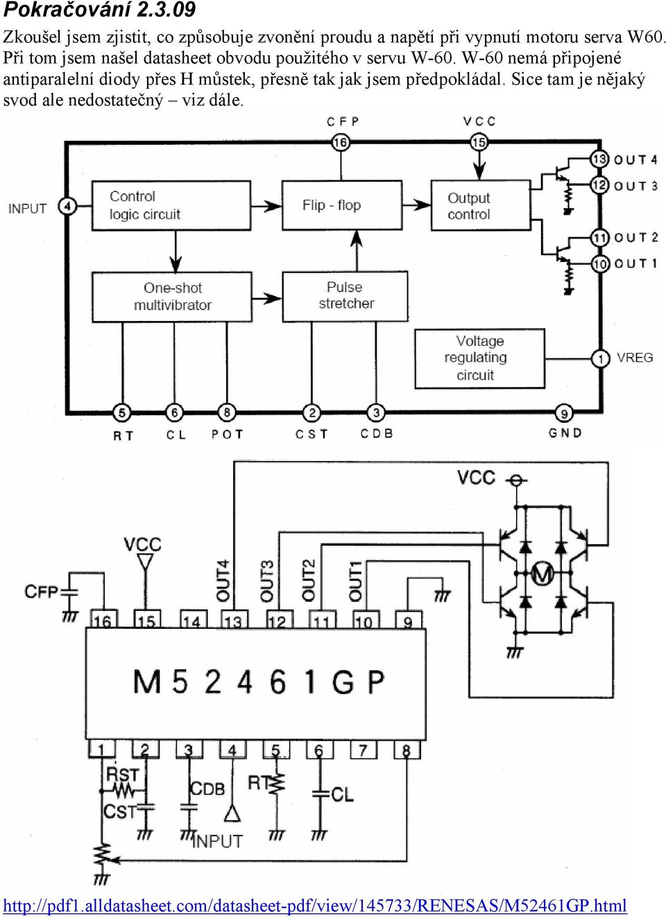 Při tom jsem našel datasheet obvodu použitého v servu W-60.