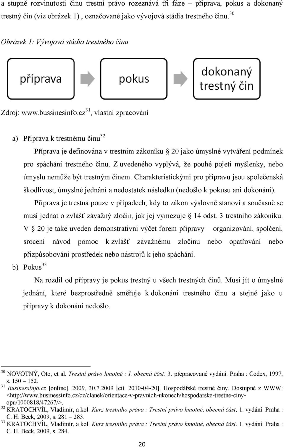 cz 31, vlastní zpracování a) Příprava k trestnému činu 32 Příprava je definována v trestním zákoníku 20 jako úmyslné vytváření podmínek pro spáchání trestného činu.