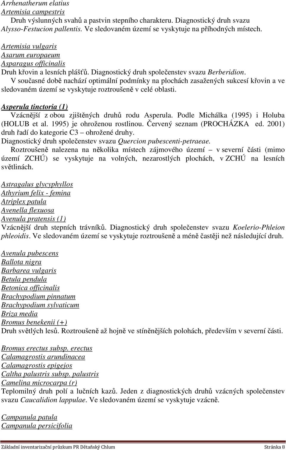 V současné době nachází optimální podmínky na plochách zasažených sukcesí křovin a ve sledovaném území se vyskytuje roztroušeně v celé oblasti.