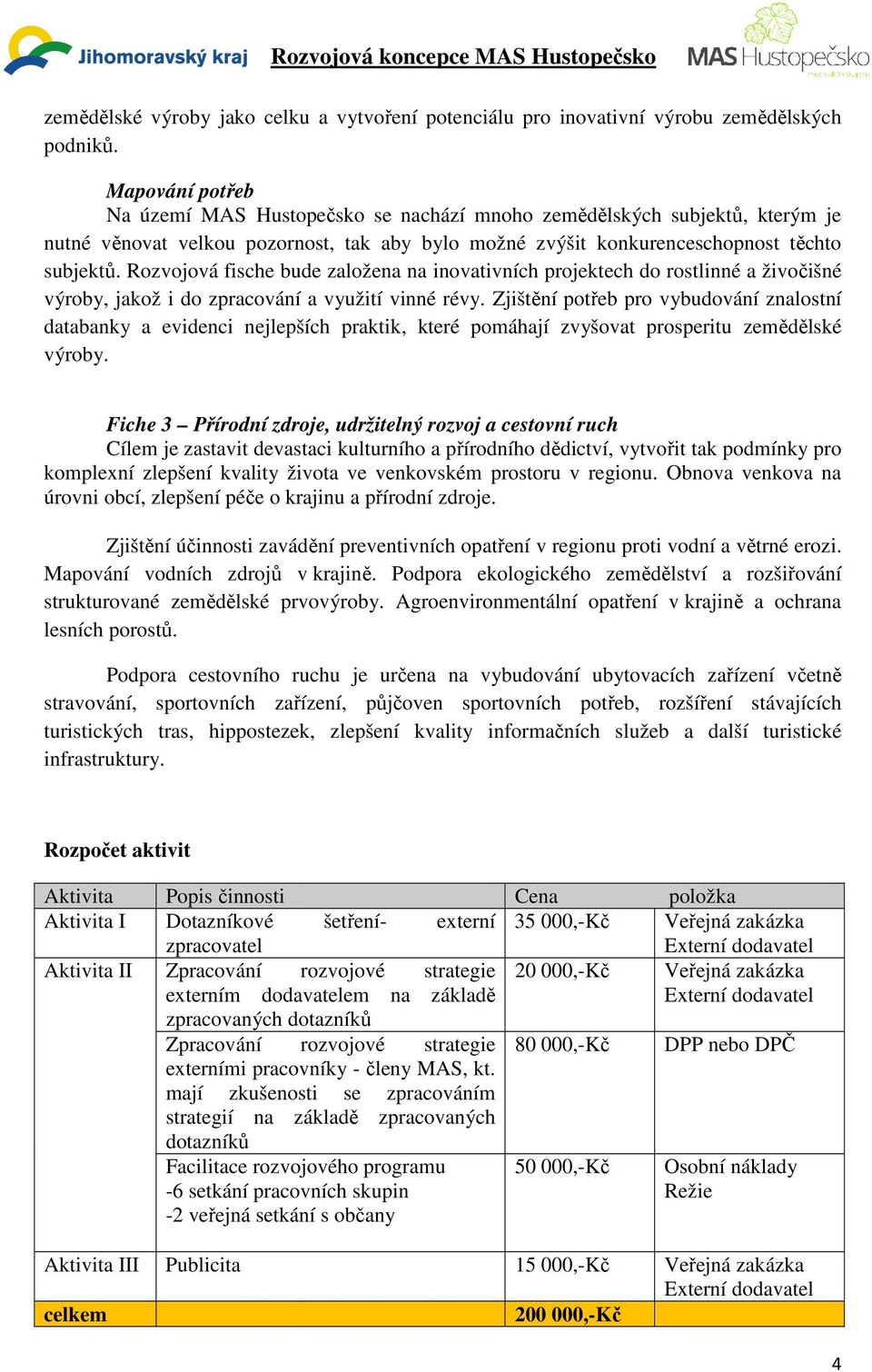 Rozvojová fische bude založena na inovativních projektech ech do rostlinné a živočišné výroby, jakož i do zpracování a využití vinné révy.
