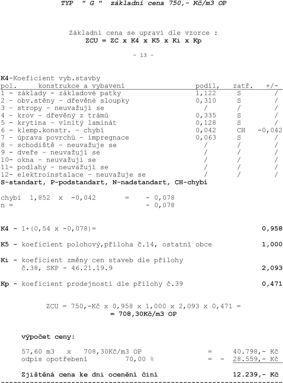 chybí 0,042 CH -0,042 7 úprava povrchů impregnace 0,063 S / 8 schodiště neuvažuje se / / / 9 - dveře neuvažují se / / / 10- okna neuvažují se / / / 11- podlahy neuvažují se / / / 12- elektroinstalace