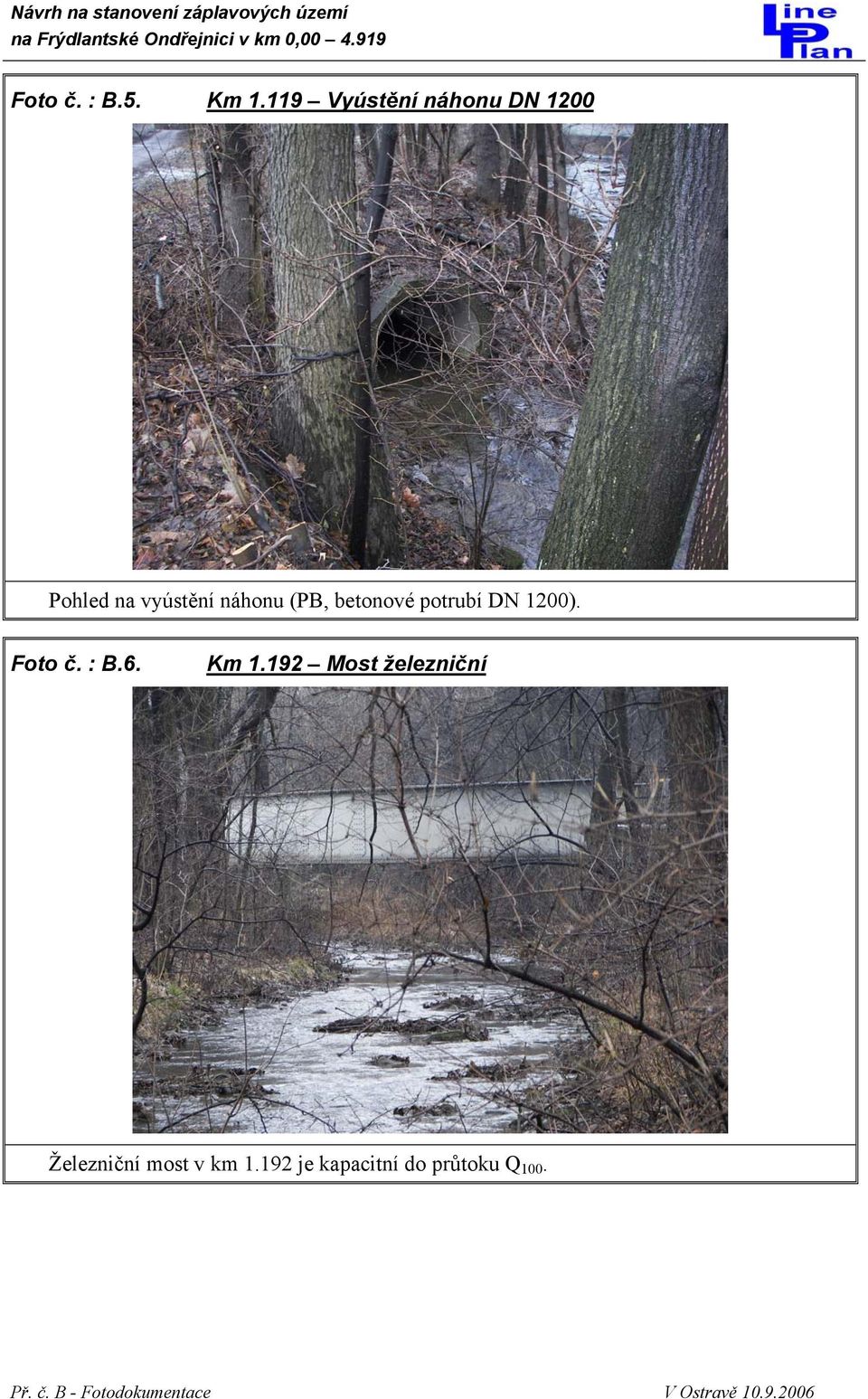 náhonu (PB, betonové potrubí DN 1200). Foto č. : B.