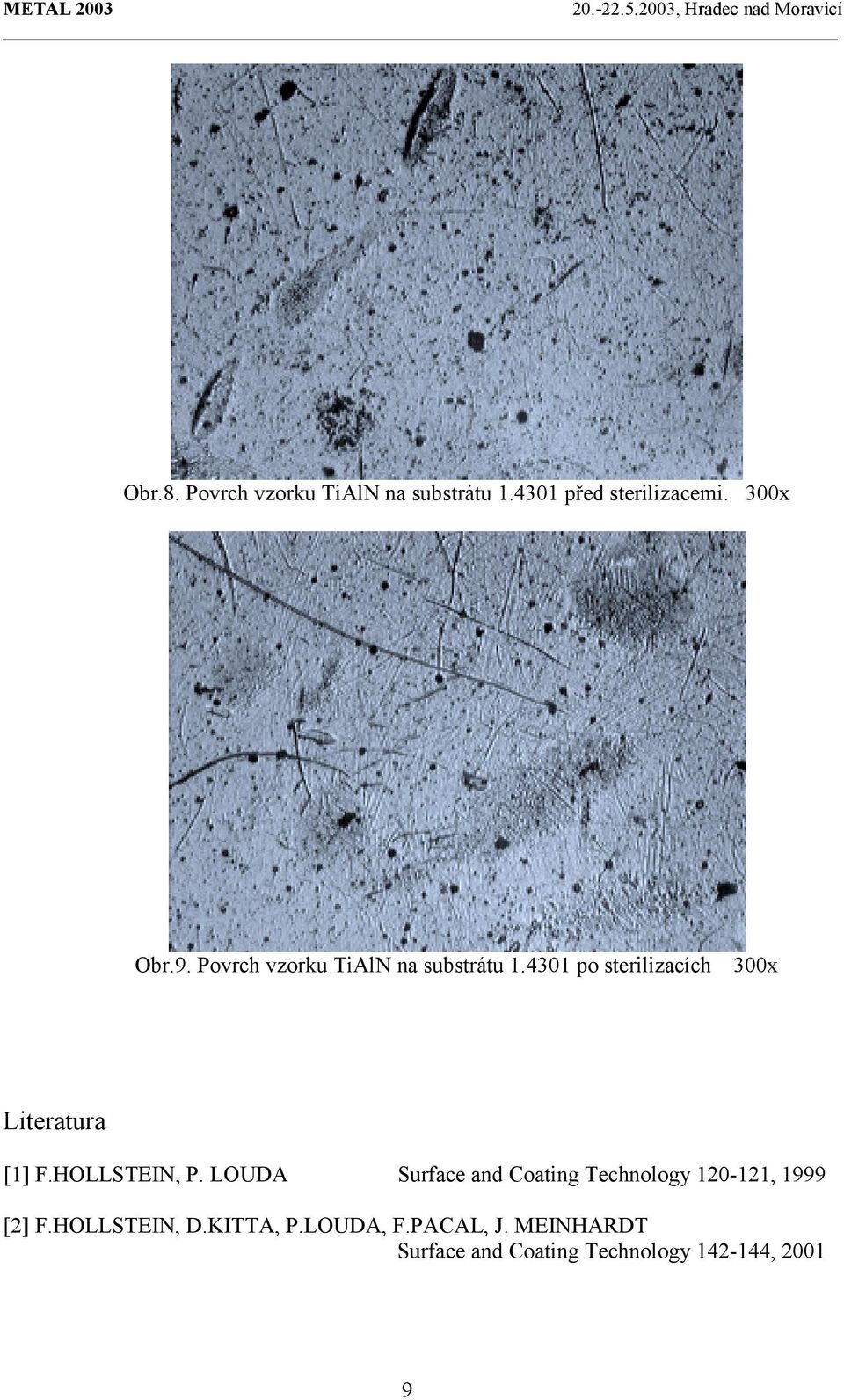 HOLLSTEIN, P. LOUDA Surface and Coating Technology 120-121, 1999 [2] F.