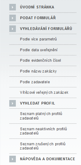 Hlavní menu aplikace Hlavní menu je zobrazeno v levé části úvodní stránky aplikace VVZ. Položky hlavního menu se mění podle nastavení práv přihlášeného (registrovaného) uživatele.