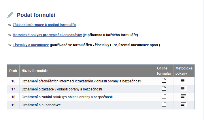 zadávání veřejných zakázek, a kterým se zrušuje nařízení (ES) č. 1564/2005, a národní formuláře 50-55, jejíž podoba je stanovena ve vyhlášce č. 133/2012 Sb.