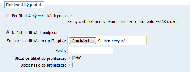 Opera od verze 24. V E-ZAKu musí být tato alternativa povolena. Pokud není k dispozici, kontaktujte provozovatele daného E ZAKu, zda je možné ji aktivovat.