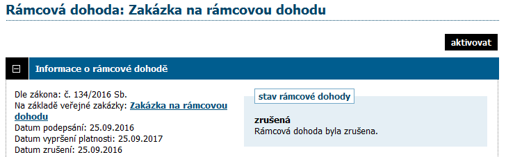 Blok Formuláře umožňuje vytvořit a odeslat příslušný formulář k uveřejnění do VVZ. K manipulaci s formuláři je potřeba oprávnění editace rámcové dohody.