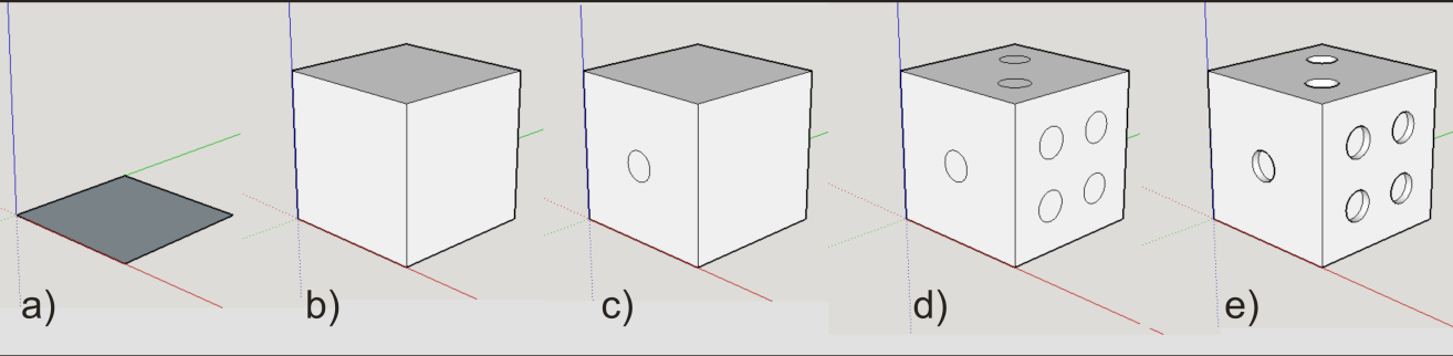 3D modelování a orientace v 3D prostoru 13 Pracovní list Varianta bez materiálního zajištění Hrací kostka V programu SketchUp vytvořte 3D model hrací kostky. Hrací kostka bude mít tvar krychle.