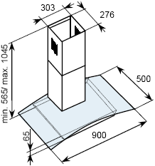 Rozměry komínové části 276 mm x 303 mm Váš nerezový odsavač par je vybaven o Výkonným tangenciálním motorem o Dotykovým ovládáním o LCD displejem o 3 rychlostmi o 1 kovovým tukovým filtrem o 2