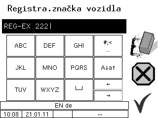 Principy 2-10 Zadání alfanumerických údajů Písmena můžete zadávat klávesami, které se zobrazují na displeji. K zadání písmene se dotkněte příslušné klávesy. Klávesy jsou obsazeny až čtyřmi znaky.