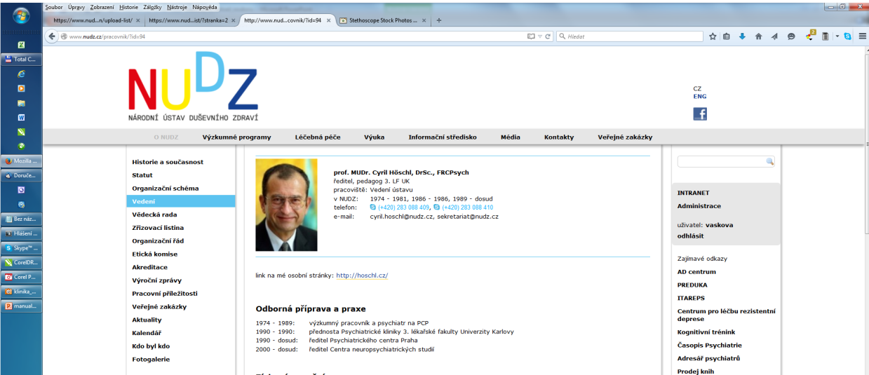 Uživatelé zobrazení stránky Údaje vložené do formuláře Uživatel se zobrazí v prohlížeči (http://www.nudz.