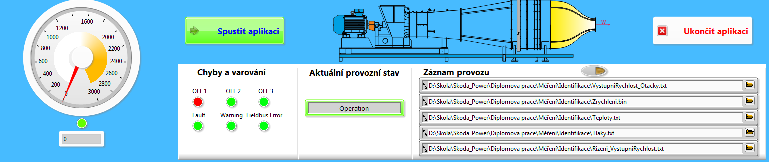 3.6.1.1 Informační panel Informační panel aplikace slouţí uţivateli k ovládání chodu celé aplikace pomocí tlačítek Spustit aplikaci a Ukončit aplikaci.