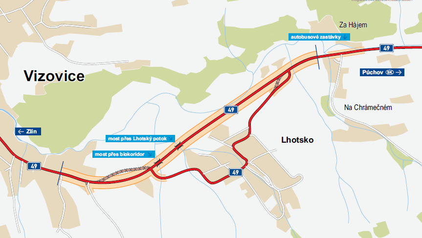 Silnice 1/49 Vizovice Lhotsko (pod Cheportem) Vážení občané, dámy a pánové, je za námi dlouhé období, ve kterém se pracovalo, připravovalo a řešilo území pro stavbu Silnice1/49 Vizovice Lhotsko.