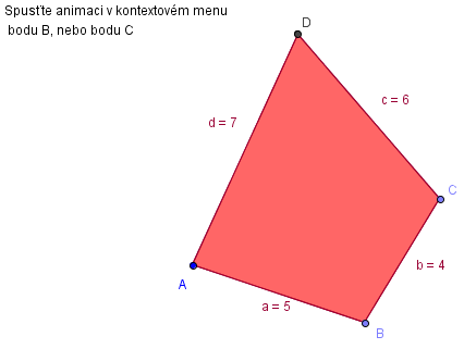 Bod D leží od bodu A vzdálen 7cm a od bodu C 6 cm. Od bodu A je bod D vzdálen 7 cm = d.