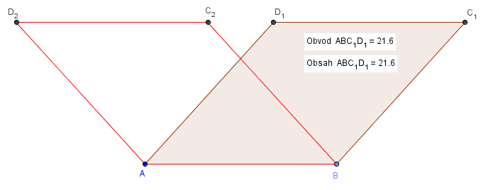 1.) Strana a = AB ; úsečka s pevnou délkou. Zadáme délku 5.4. 2.) Přímka p; p a ; p A; kolmice na úsečku a v bodě A. 3.