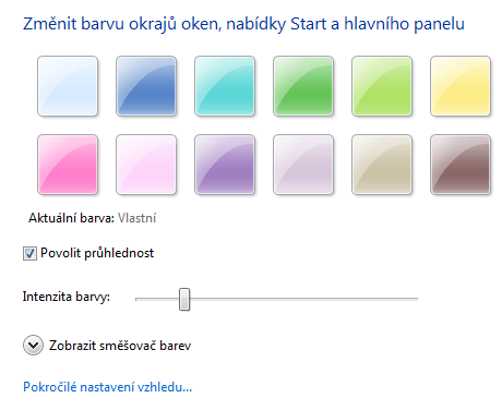 Vzhled Windows Aero pravé tlačítko na ploše>