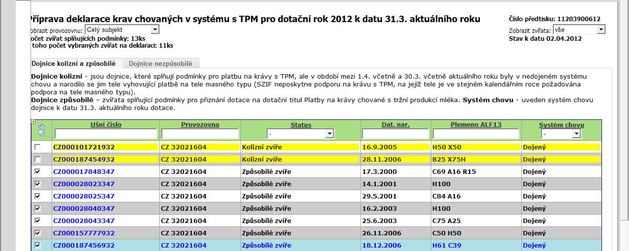 Tvorba deklarace pro