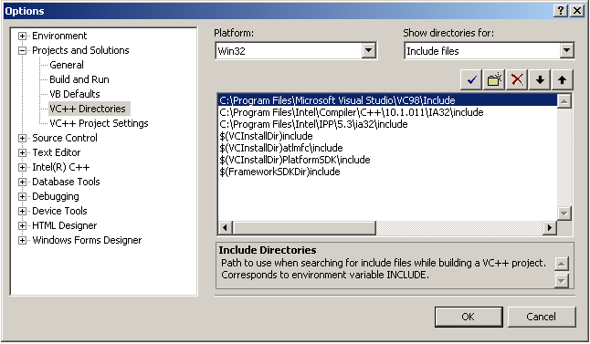 4. Ověření funkčnosti provedeme pomocí programu ippidemo.exe. Defaultní umístění je v C:\Program Files\Intel\IPP\5.3\ia32\Demo Objeví-li se hláška This application has failed to start because ippcore.