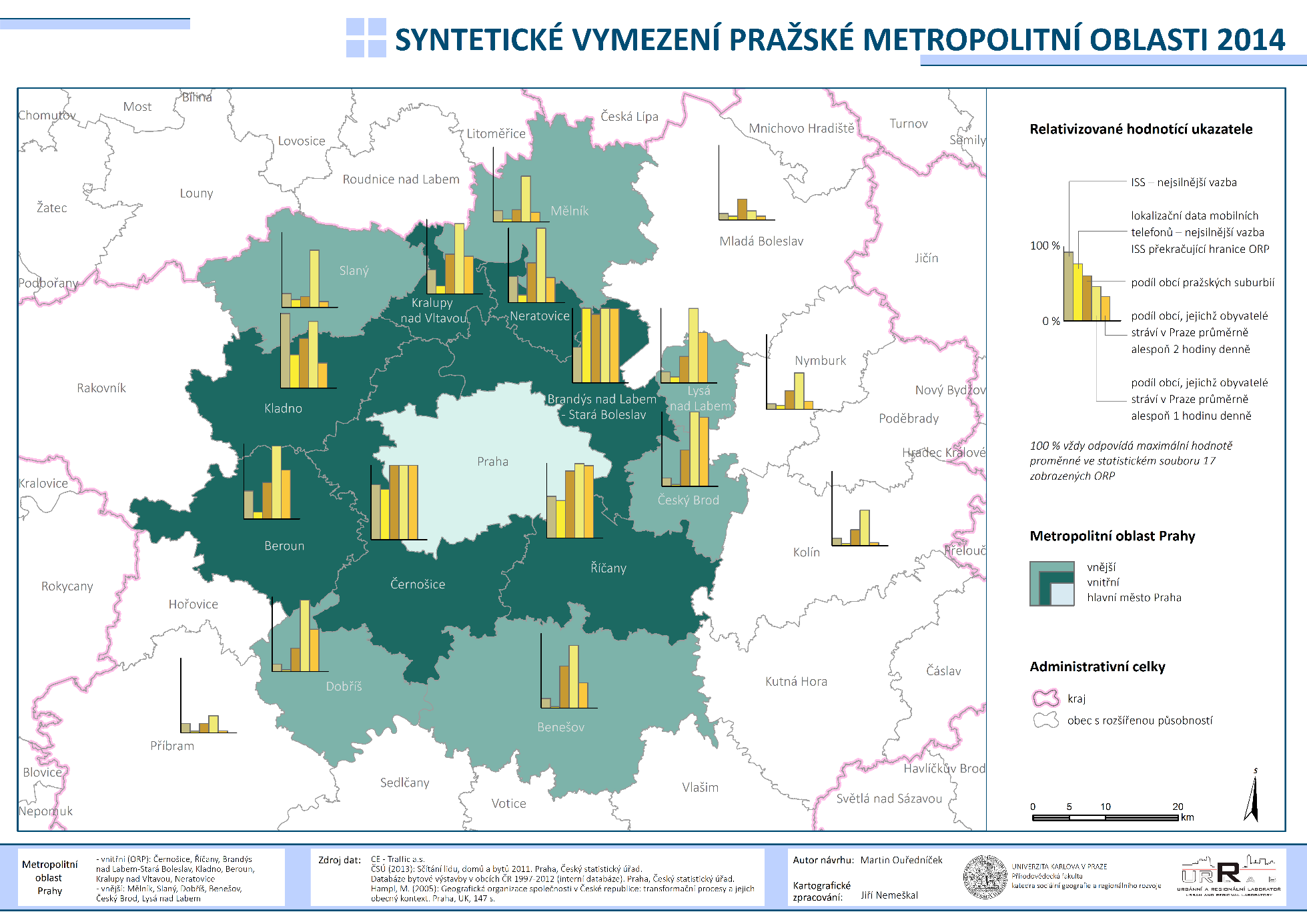 16 Vymezení Pražské metropolitní oblasti na základě kombinace metod Obrázek: