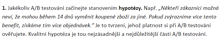 A/B testování web, eshop Princip A/B testování je velmi jednoduchý a není oproti například uživatelskému testování tak náročný na přípravu.