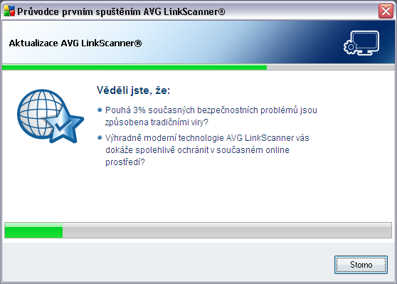 4. Průvodce prvním spuštěním Po dokončení instalace se automaticky spustí Průvodce prvním spuštěním a provede vás procesem konfigurace AVG LinkScanner.