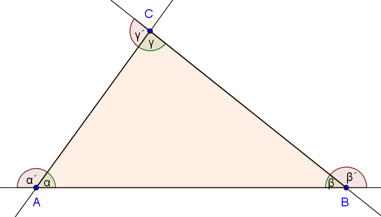 Trojúhelník budeme zapisovat podle jeho vrcholů symbolem. Konvexní úhly,, se nazývají vnitřní úhly trojúhelníku při vrcholech,,.
