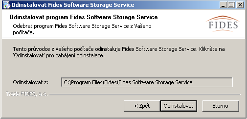 11 Fides Software Storage Client manuál správce Obr. 16: Zastavení služby Kontrola přítomnosti služby zjistí, zdali je služba spuštěná.