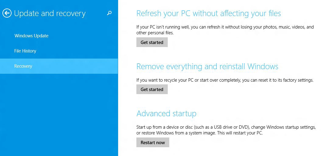 Kompletní odebrání a nová instalace systému Windows Obnovení původních továrních nastavení počítače lze povést použitím možnosti Remove everything and reinstall (Vše odebrat a znovu nainstalovat) v