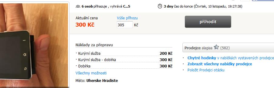 Krok 2: Uživatel potvrdí příhoz. Koncový stav: Uživatel přihodil v aukci o požadovaný předmět.