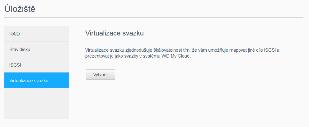 SPRÁVA ÚLOŽIŠTĚ Změna cíle iscsi Při změně cíle iscsi postupujte takto: 1. Na stránce Úložiště klikněte na položku iscsi. 2.