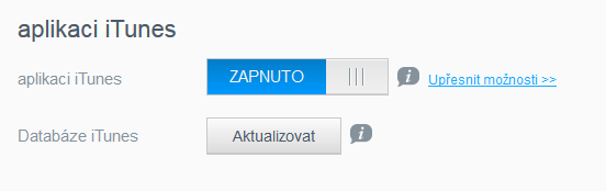 PŘEHRÁVÁNÍ/STREAMOVÁNÍ VIDEÍ, FOTOGRAFIÍ A HUDBY Povolení služby itunes 1. Na navigačním panelu klikněte na možnost Nastavení a potom klikněte na možnost Média na levém panelu. 2.