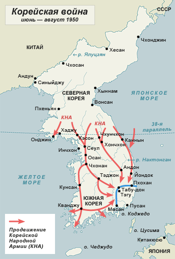 Korejská válka Po porážce Japonska byl poloostrov pod sovětskoamerickým dohledem rozdělen podle 38.