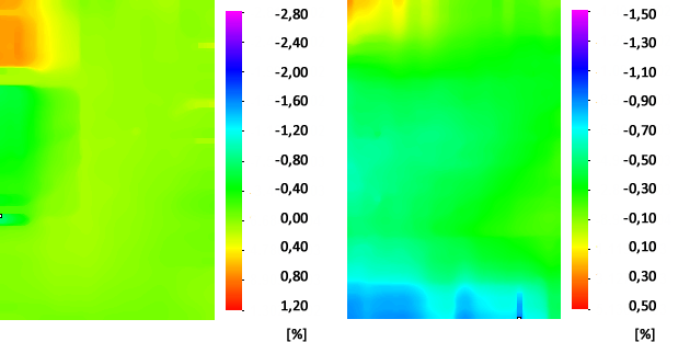 Tab. 3: Hodnoty absolutního posunutí pro buk v tangenciální rovině oblast posunutí v x oblast posunutí v y 1-0,021 A 0,030 2-0,018 B 0,027 3-0,017 C 0,024 4-0,016 D 0,021 5-0,017 E 0,015 ø -0,018 Ø