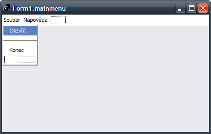 Delphi lekce 8 Vrátíme se k popisu často používaných komponent. TMainMenu Komponenta symbolizuje hlavní menu aplikace se všemi podmenu.