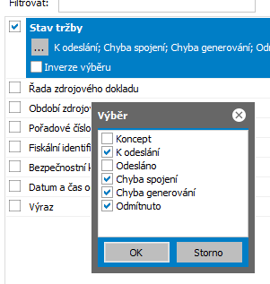 Obr. 25 Odeslání neodeslaných tržeb (označit všechny záznamy a stisknout tlačítko EET) 3.3.5.2 ODESLÁNÍ TRŽEB Z AGENDY TRŽBY EET Do agendy Tržby EET se ukládají veškeré tržby spadající do EET.