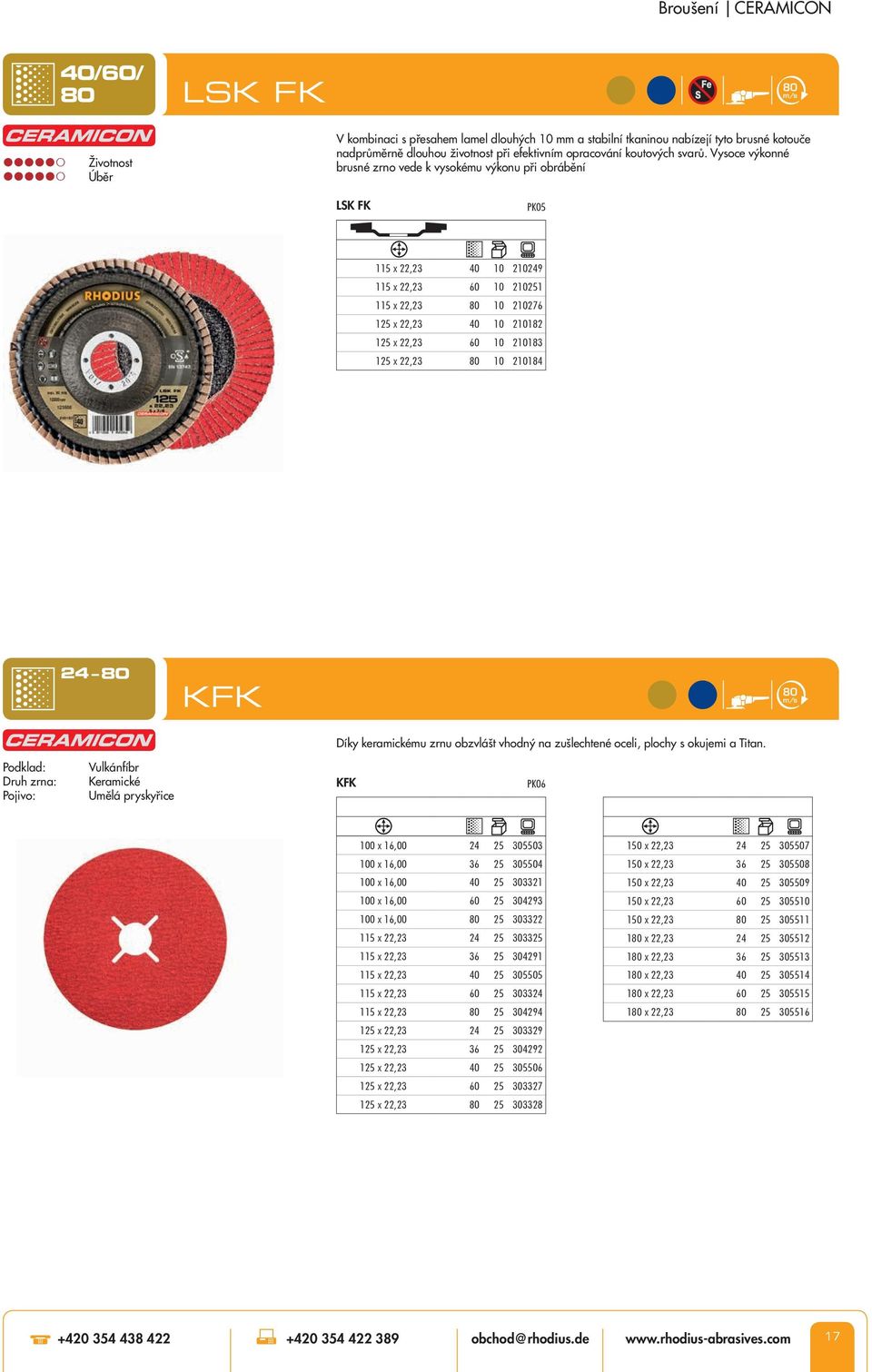 Vysoce výkonné brusné zrno vede k vysokému výkonu při obrábění LSK FK PK05 115 x 22,23 40 10 210249 115 x 22,23 60 10 210251 115 x 22,23 10 210276 125 x 22,23 40 10 210182 125 x 22,23 60 10 210183